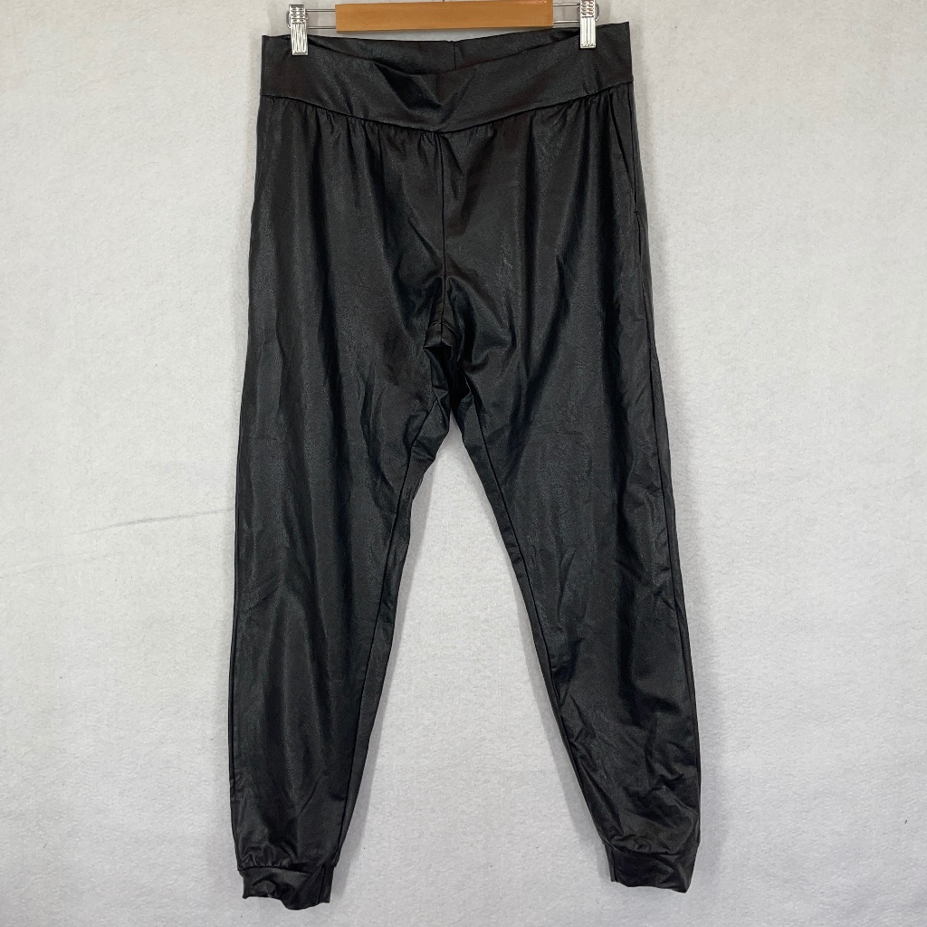 Commando Women's Faux Leather Jogger Black Evereve Pockets Size M